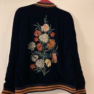 zara velvet floral bomber